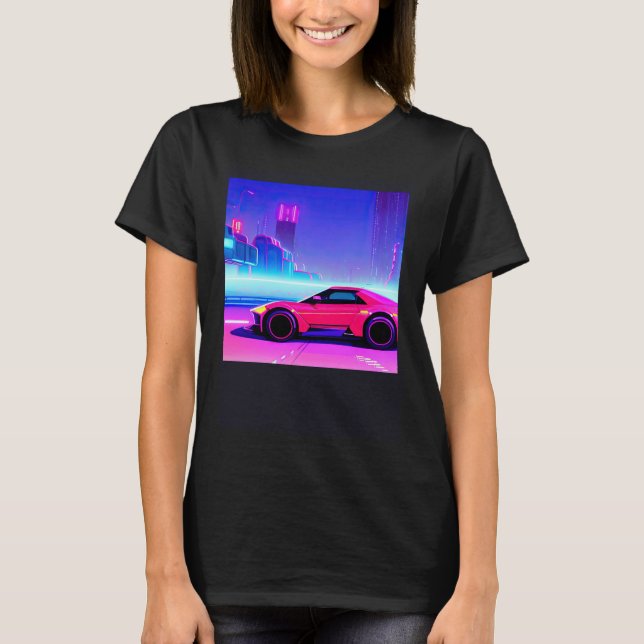 T-shirt Synthwave voiture outrun rétrowave futuresynth sci (Devant)