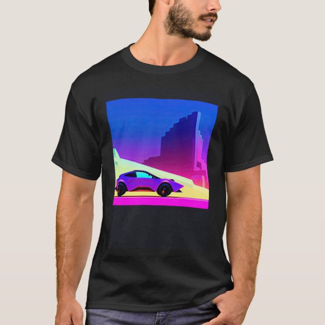 T-shirt Synthwave voiture outrun rétrowave futuresynth sci (Devant)