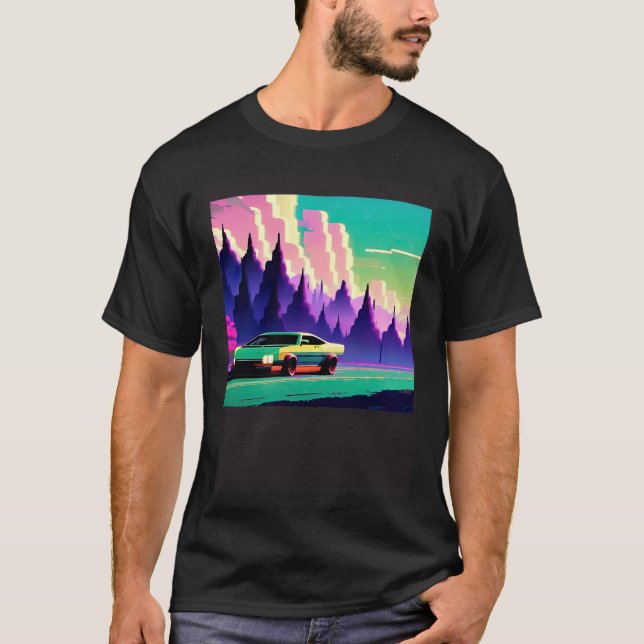 T-shirt Synthwave voiture outrun rétrowave futuresynth sci (Devant)