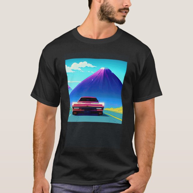 T-shirt Synthwave voiture outrun rétrowave futuresynth sci (Devant)