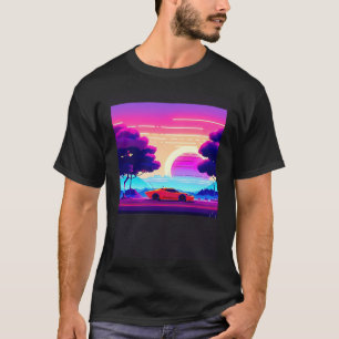T-shirt Synthwave voiture outrun rétrowave futuresynth sci