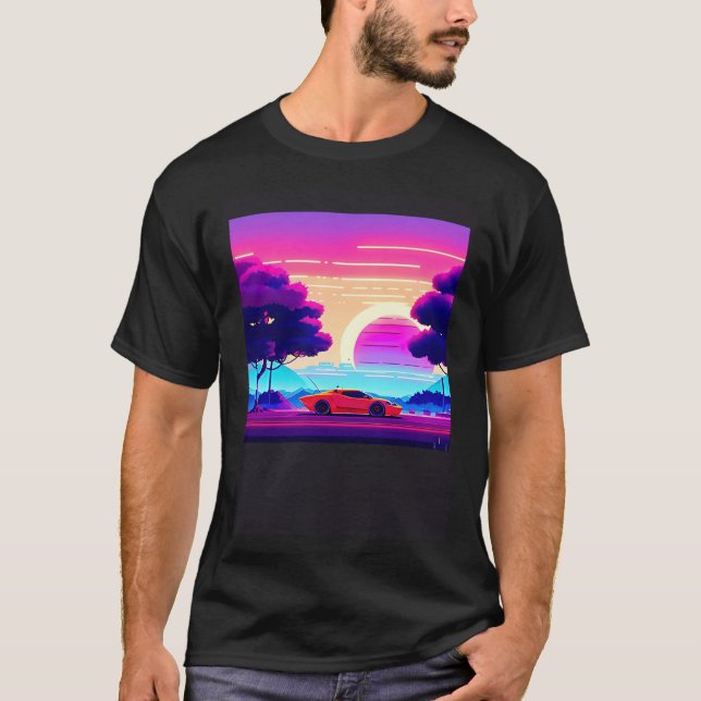 T-shirt Synthwave voiture outrun rétrowave futuresynth sci (Devant)