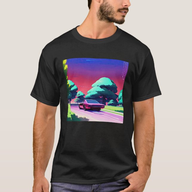 T-shirt Synthwave voiture outrun rétrowave futuresynth sci (Devant)