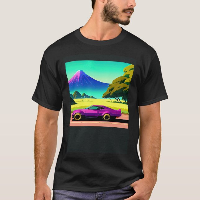 T-shirt Synthwave voiture outrun rétrowave futuresynth sci (Devant)