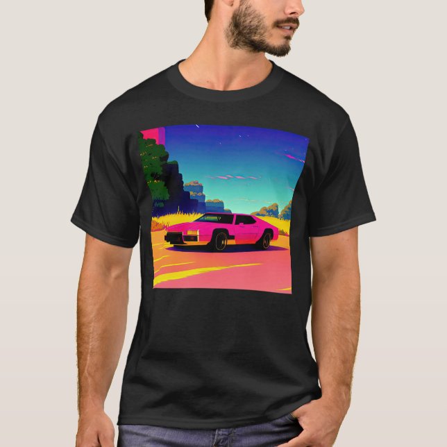 T-shirt Synthwave voiture outrun rétrowave futuresynth sci (Devant)