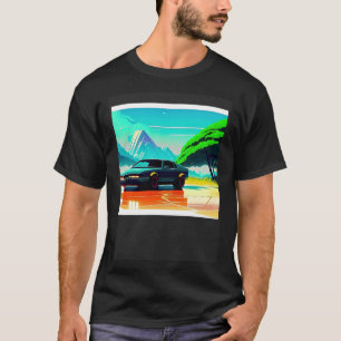 T-shirt Synthwave voiture outrun rétrowave futuresynth sci