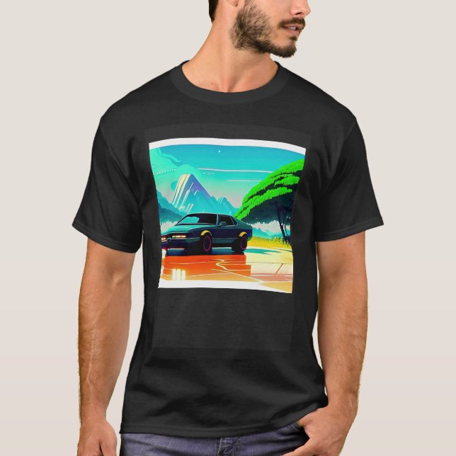 T-shirt Synthwave voiture outrun rétrowave futuresynth sci (Devant)
