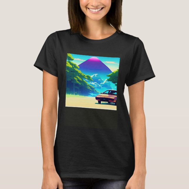 T-shirt Synthwave voiture outrun rétrowave futuresynth sci (Devant)
