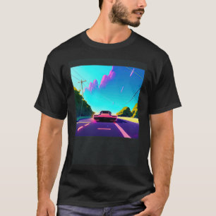 T-shirt Synthwave voiture outrun rétrowave futuresynth sci