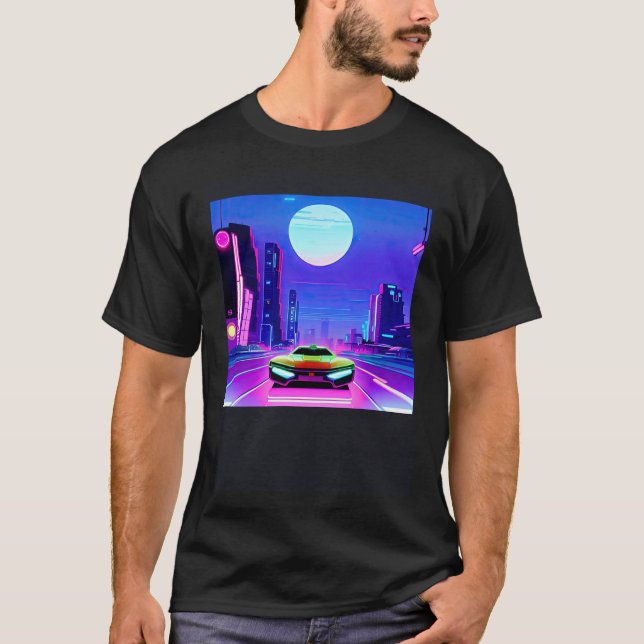 T-shirt Synthwave voiture outrun rétrowave futuresynth sci (Devant)