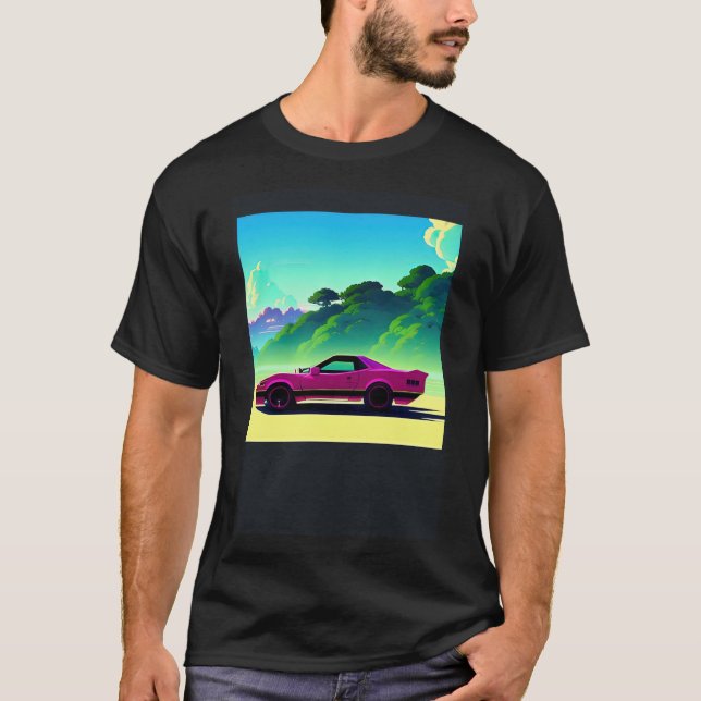 T-shirt Synthwave voiture outrun rétrowave futuresynth sci (Devant)