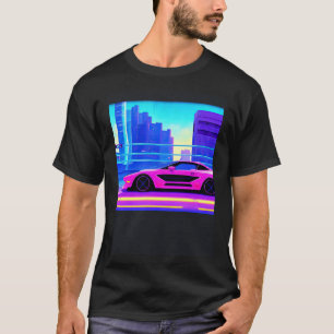 T-shirt Synthwave voiture outrun rétrowave futuresynth sci