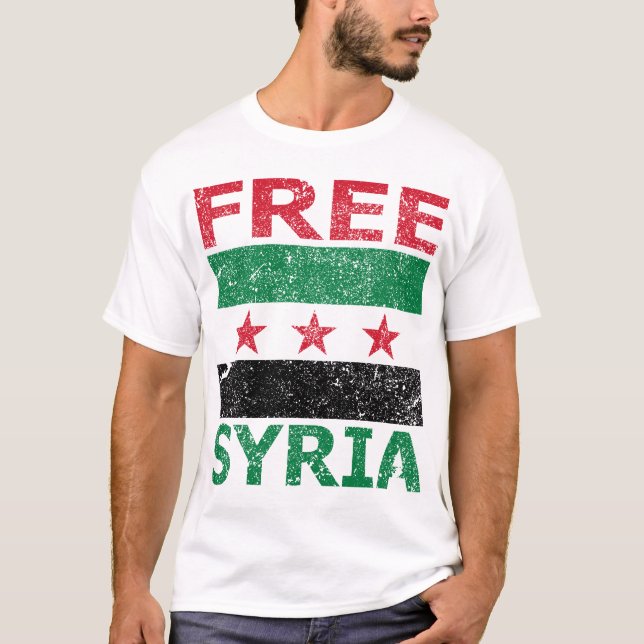 T-shirt Syrie libre (Vrai drapeau de Syrie) (Devant)