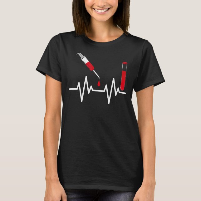 T-shirt Syringe Phlebotomiste des battements du sang (Devant)