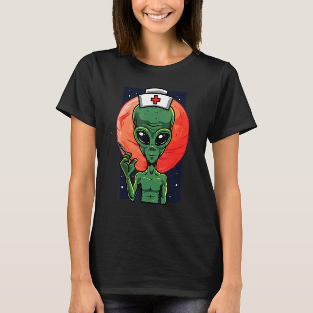 T-shirt Syringue d'aiguilles de l'infirmière Alien (Devant)