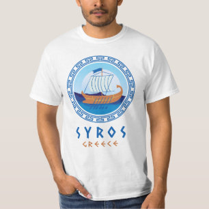 T-shirt Syros, Grèce Grecque Conception de navires Hommes