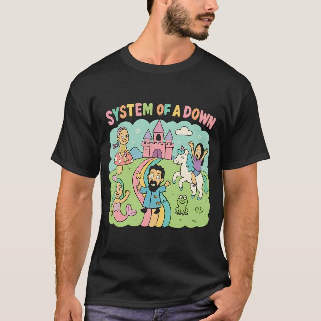 T-shirt Système de fantaisie fantaisiste d'En bas dessin a (Devant)