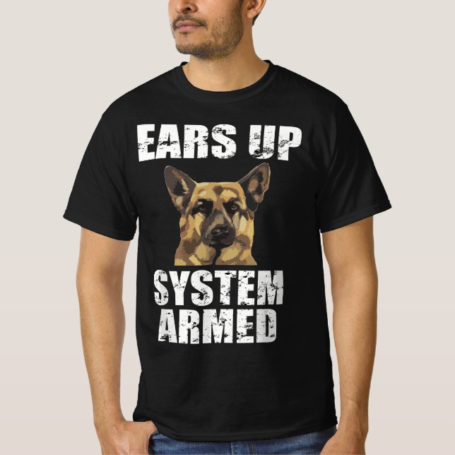 T-shirt Système d'oreilles du berger allemand Cadeaux amus (Devant)