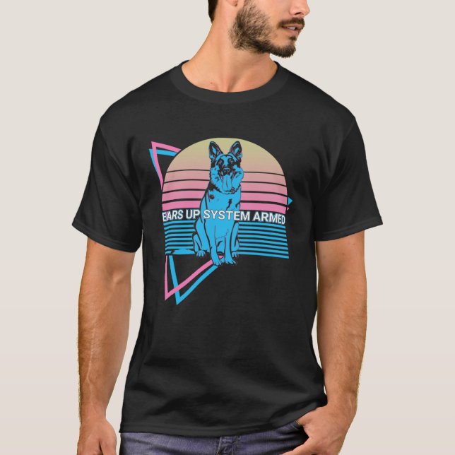 T-shirt Système d'oreilles rétro berger allemand armée (Devant)