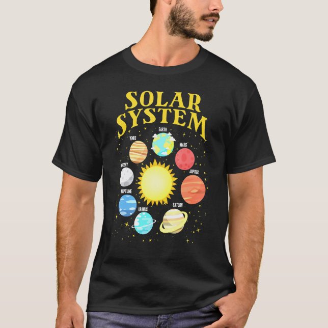 T-shirt Système Solaire Avec Planètes Science Planète 1 (Devant)