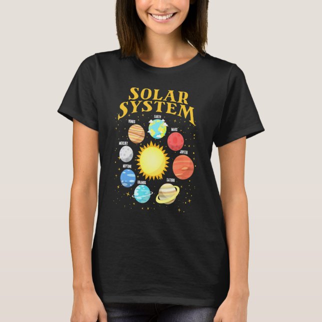 T-shirt Système Solaire Avec Planètes Science Planète 1 (Devant)