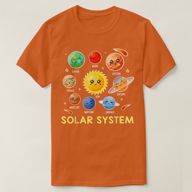 T-shirt Système Solaire Cute Face Planète Space science bo (Design devant)