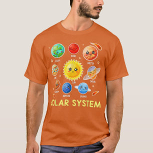 T-shirt Système Solaire Cute Face Planète Space science bo