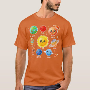 T-shirt Système Solaire Cute Face Planète Space science bo