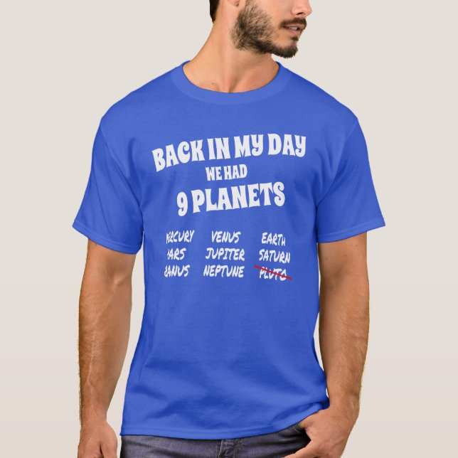 T-shirt Système solaire drôle, 9 planètes (Devant)