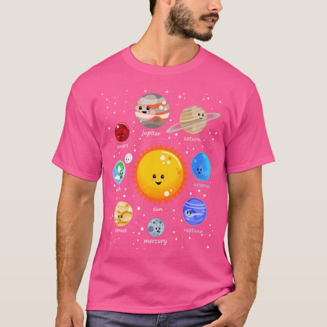 T-shirt Système solaire Happy Style Kawaii (Devant)