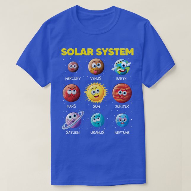 T-shirt Système solaire mignon Funny Planète Visages Space (Design devant)