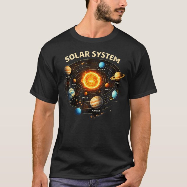 T-shirt Système solaire mignon Planètes Astronomie Espace (Devant)