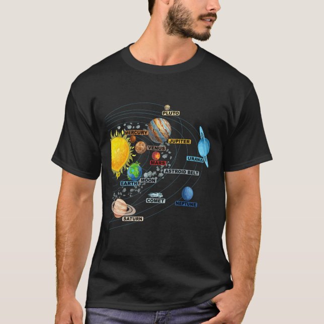 T-shirt Système Solaire Planètes Astronomie Science de l'E (Devant)