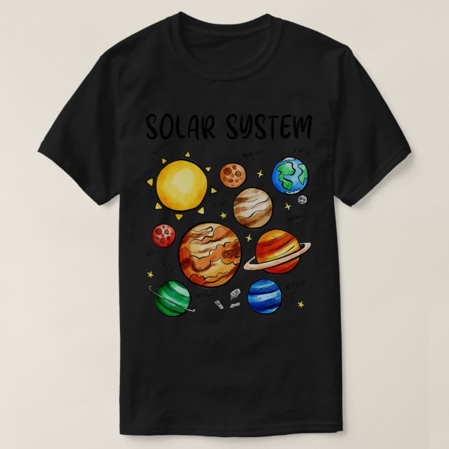 T-shirt Système solaire Planètes Astronomie Space Science  (Design devant)