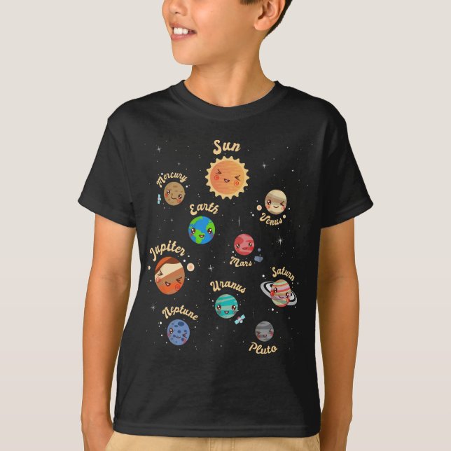 T-shirt Système solaire Planètes Enfants Connaissances Esp (Devant)