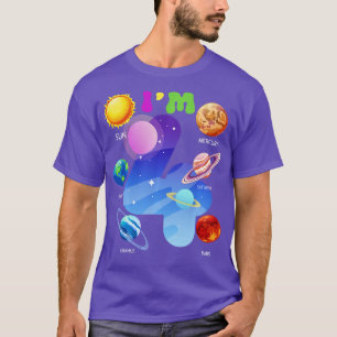 T-shirt Système solaire Planètes mignonnes 4 Ans 4e Annive