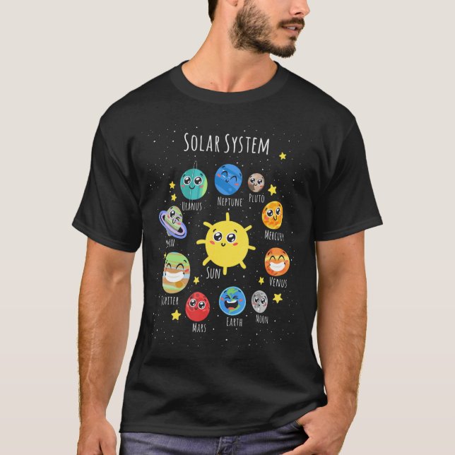 T-shirt Système Solaire Planètes Science Espace Garçons Fi (Devant)