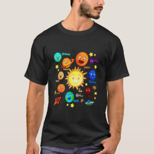 T-shirt Système Solaire Planètes Science Espace Garçons Fi