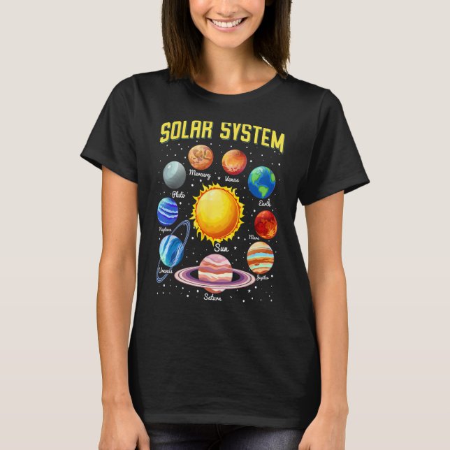 T-shirt Système solaire Planètes Sciences pédagogiques Esp (Devant)
