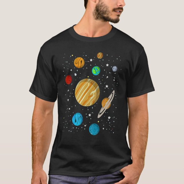 T-shirt Système solaire Planètes spatiales pour les enfant (Devant)