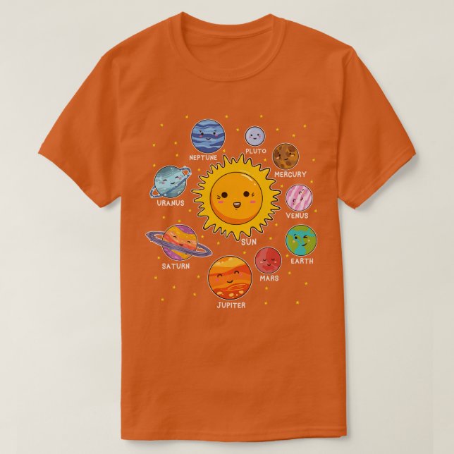 T-shirt Système solaire Planètes spatiales pour SEM Enfant (Design devant)