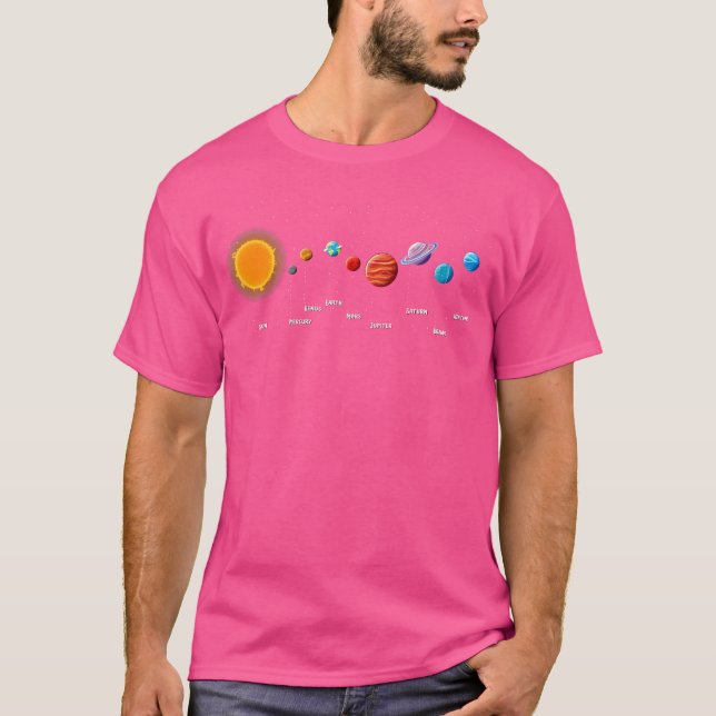 T-shirt Systèmes solaires Planètes spatiales colorées (Devant)