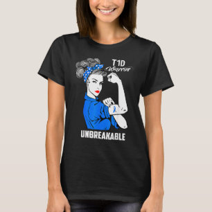 T-shirt T1d Guerrier Indestructible Fière Mama Prix du dia