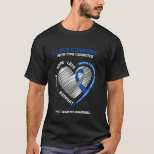 T-shirt T1D J'Aime Quelqu'Un Avec Diabète De Type 1 Diabèt