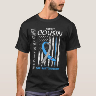 T-shirt T1D Sensibilisation Cousin Type 1 Diabète Drapeau