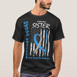 T-shirt T1D Sensibilisation Flag Sister Type 1 Diabète Cor