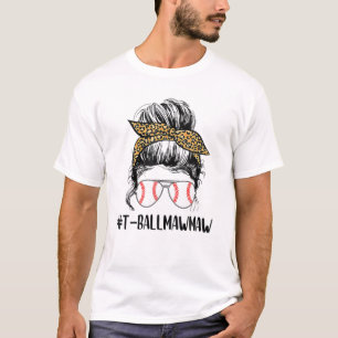T-shirt T Ball Mawmaw Life Messy Bun Empreinte de léopard