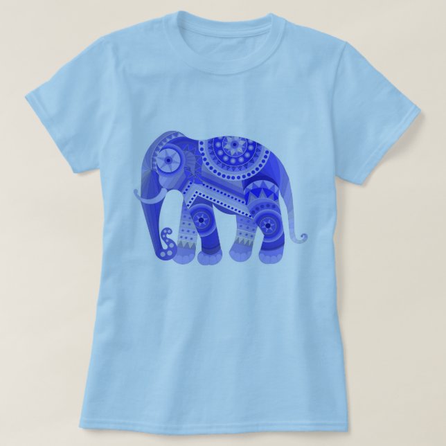 T-SHIRT T CHEMISE AVEC COOL BLUE ELEPHANT (Design devant)