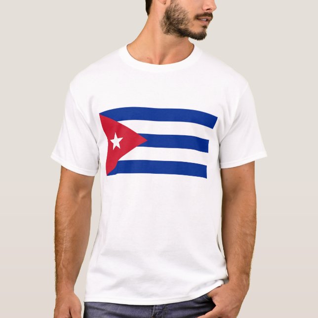 T-shirt T Chemise avec Drapeau de Cuba (Devant)