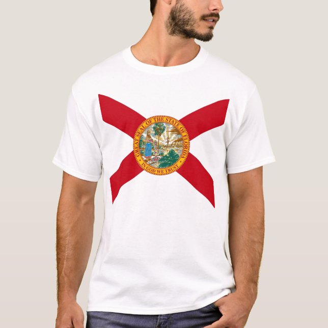 T-shirt T Chemise avec Drapeau de Floride Etat USA (Devant)